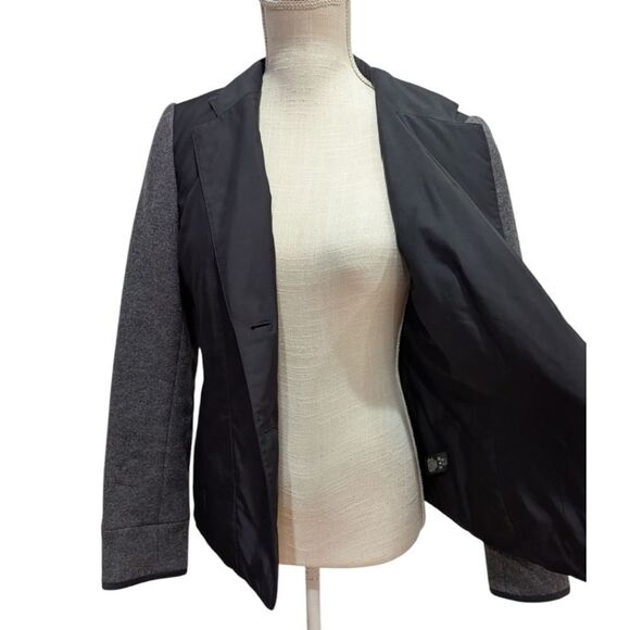 Lafayette 148 New York Mixed Media Jacket Nylon w/ Wool Two Tone Black and Grey - Picture 6 of 8